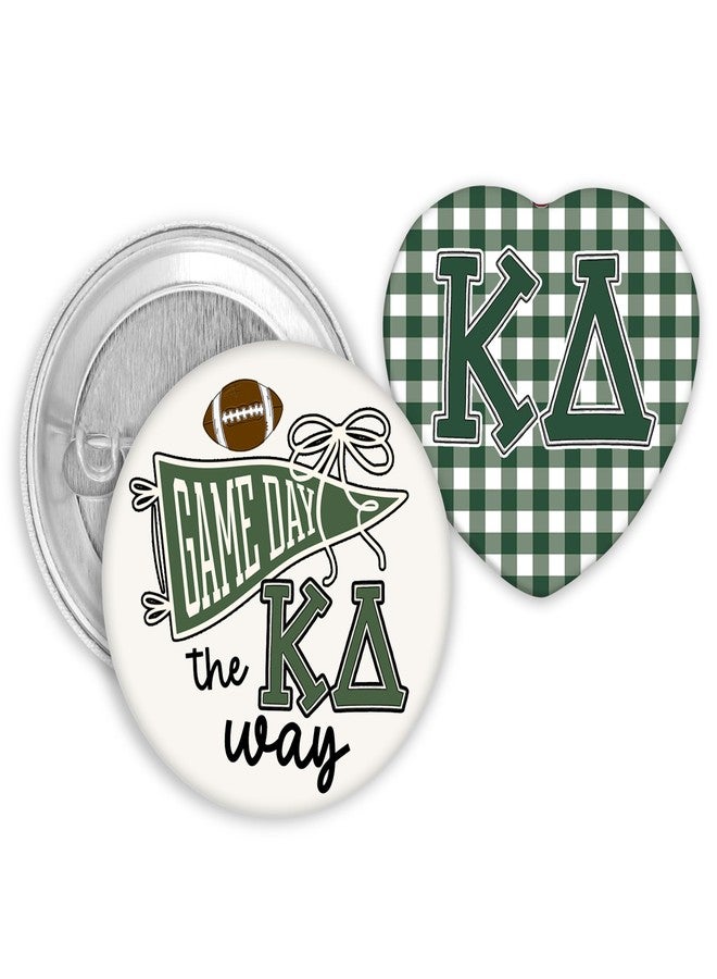 SCRAPHEART Kappa Delta Sorority Buttons - Licensed KD Game Day Pin & Heart Gingham Button Set - Cute Greek Life Accessories - Big Little Gift, Sorority Bid Day Favor, Kappa Delta Merch & KD Sorority Gifts - Image 1